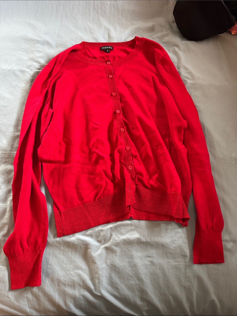 George Bright Red Button-Up Cardigan Sweater